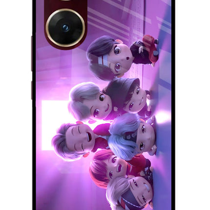 BTS Chibi Vivo V29E Glass Case Back Cover by Casekaro