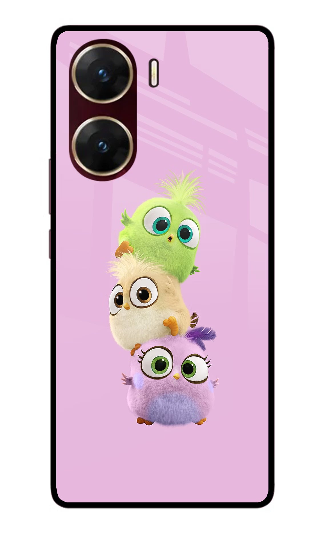 Cute Little Birds Vivo V29E Glass Case Back Cover by Casekaro