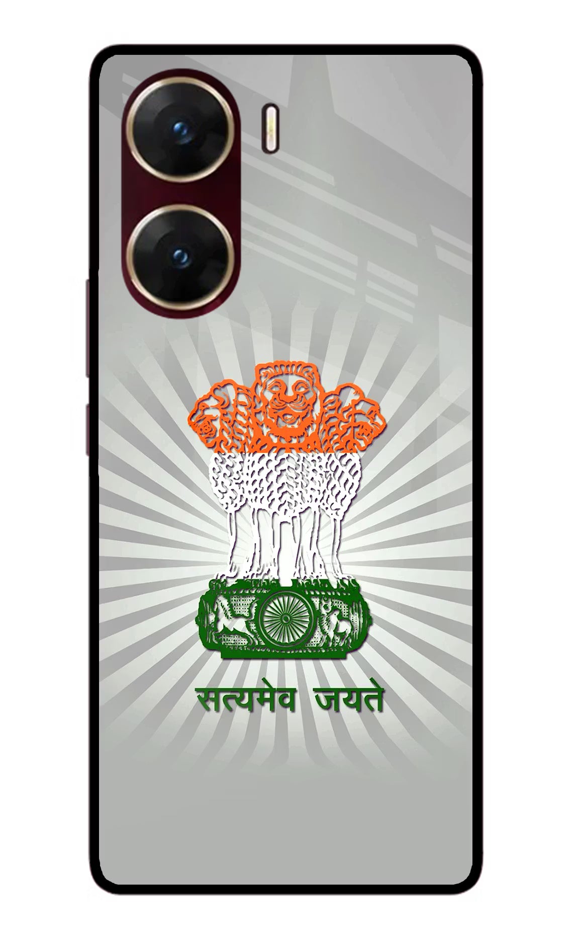 Satyamev Jayate Art Vivo V29E Glass Case Back Cover by Casekaro