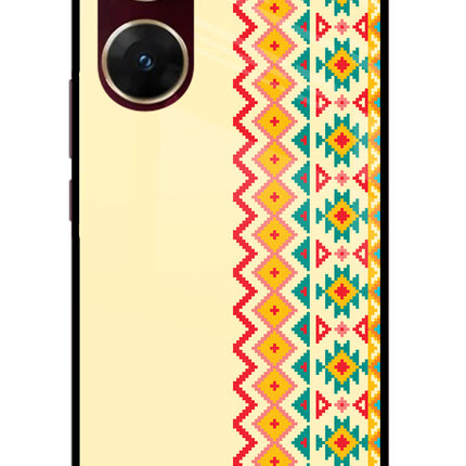 Ethnic Seamless Vivo V29E Glass Case Back Cover by Casekaro