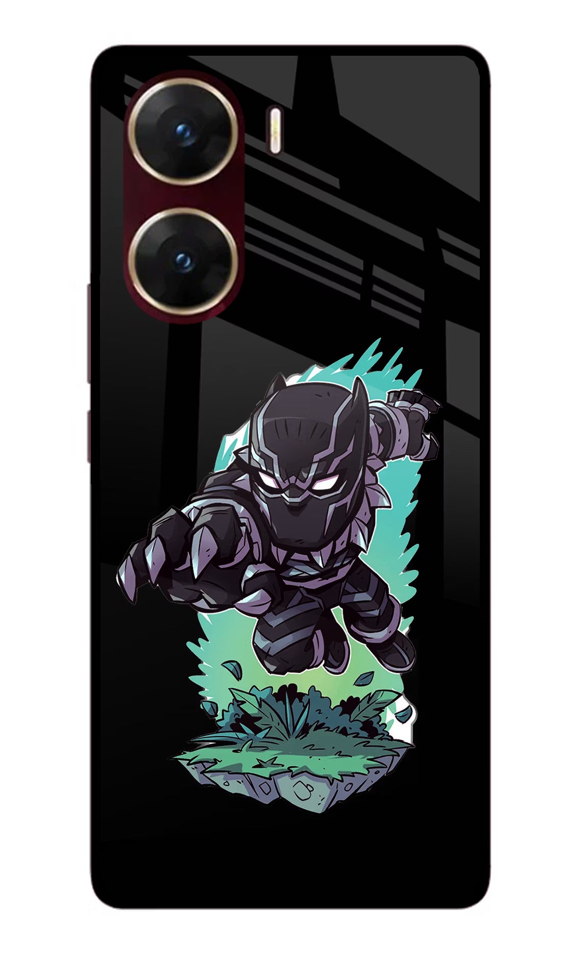 Black Panther Vivo V29E Glass Case Back Cover by Casekaro