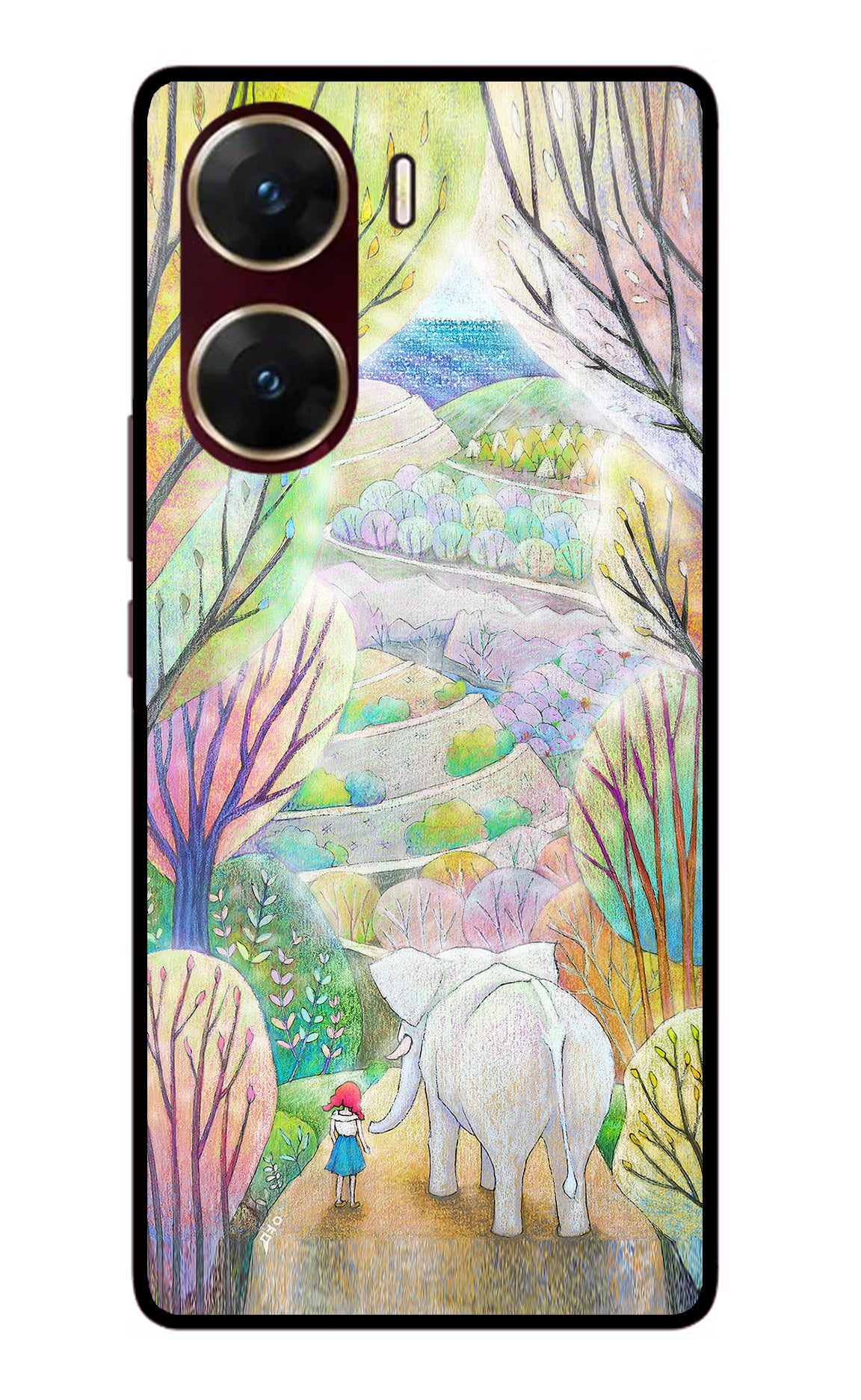 Nature Painting Vivo V29E Glass Case Back Cover by Casekaro