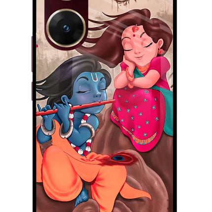 Radhe Krishna Vivo V29E Glass Case Back Cover by Casekaro
