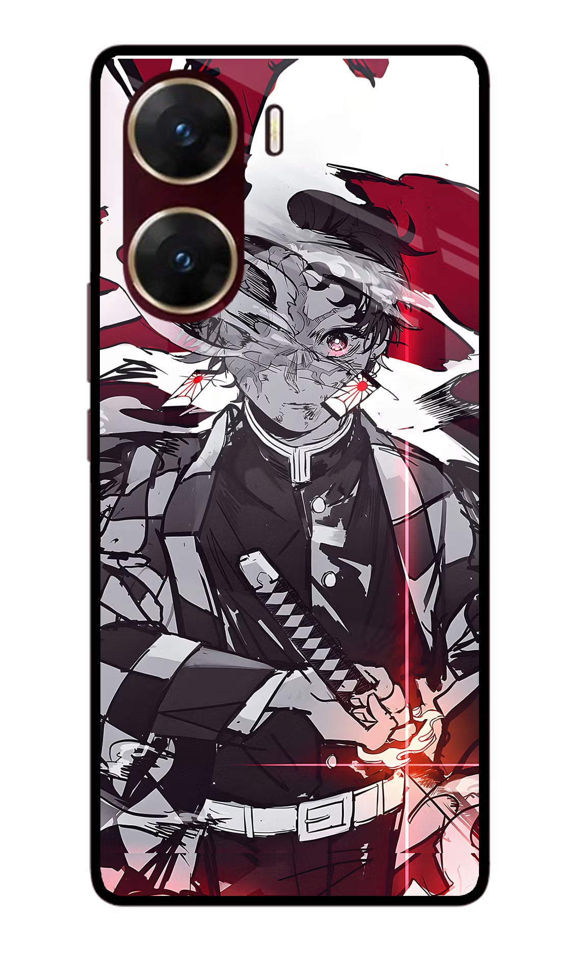 Demon Slayer Vivo V29E Glass Case Back Cover by Casekaro