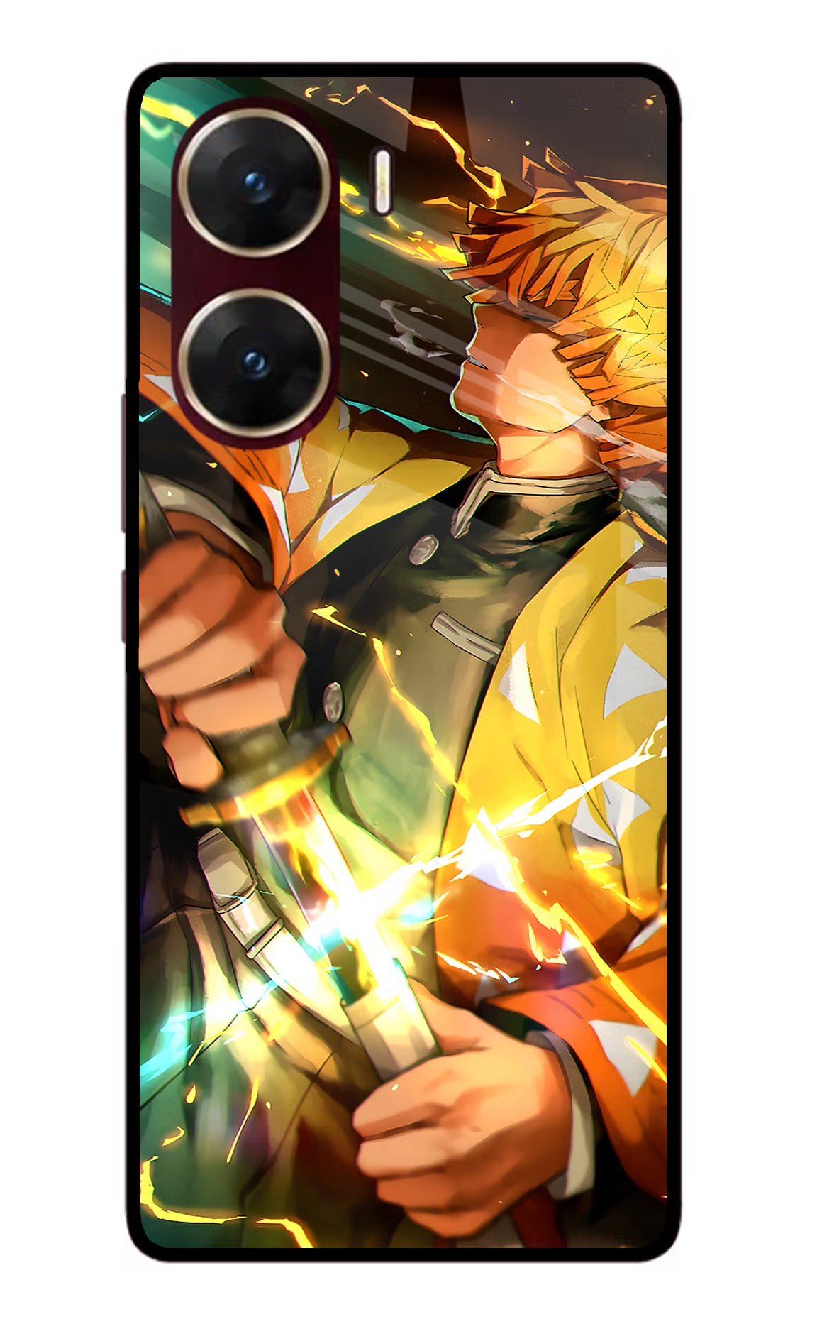 Demon Slayer Vivo V29E Glass Case Back Cover by Casekaro