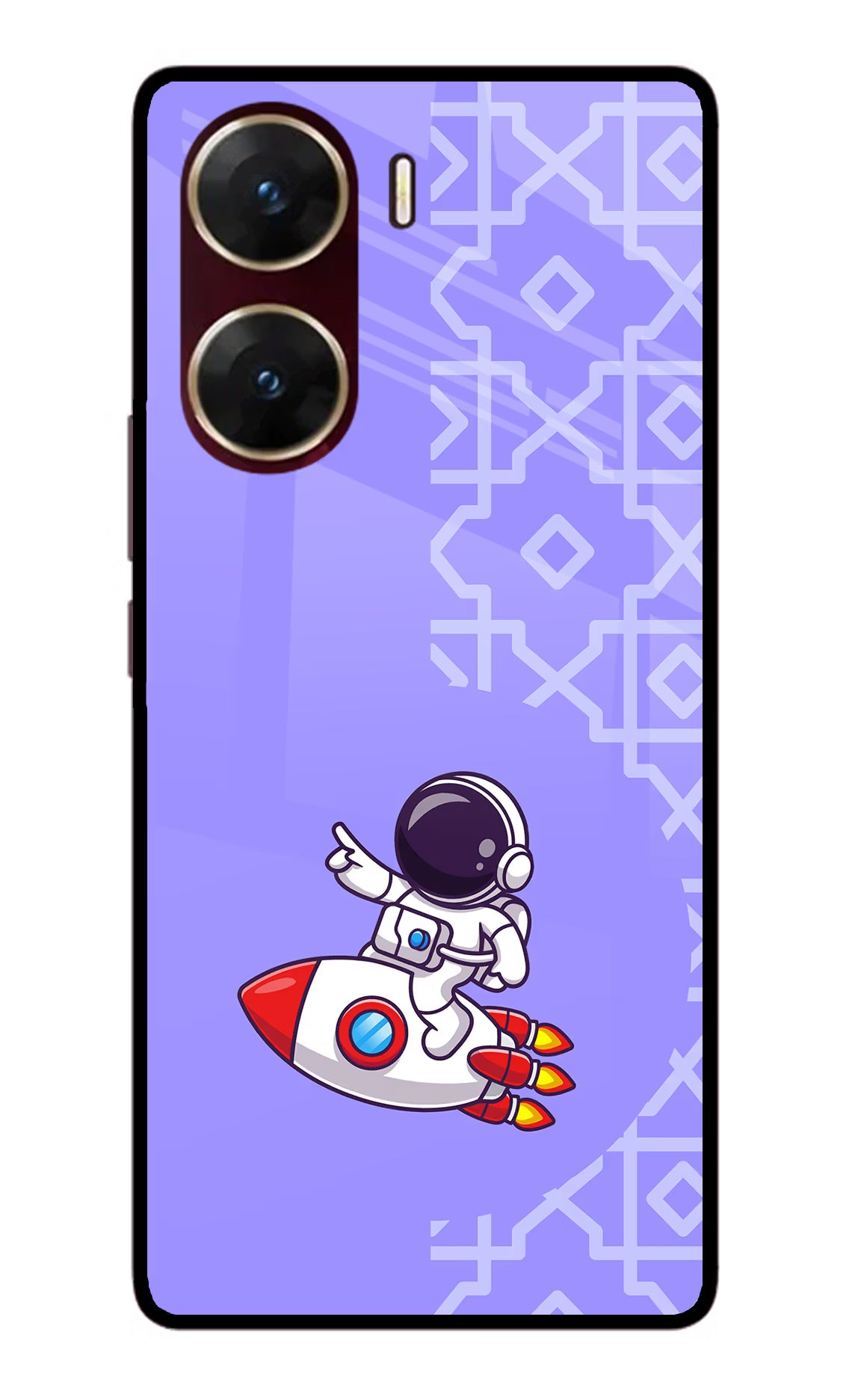 Cute Astronaut Vivo V29E Glass Case Back Cover by Casekaro