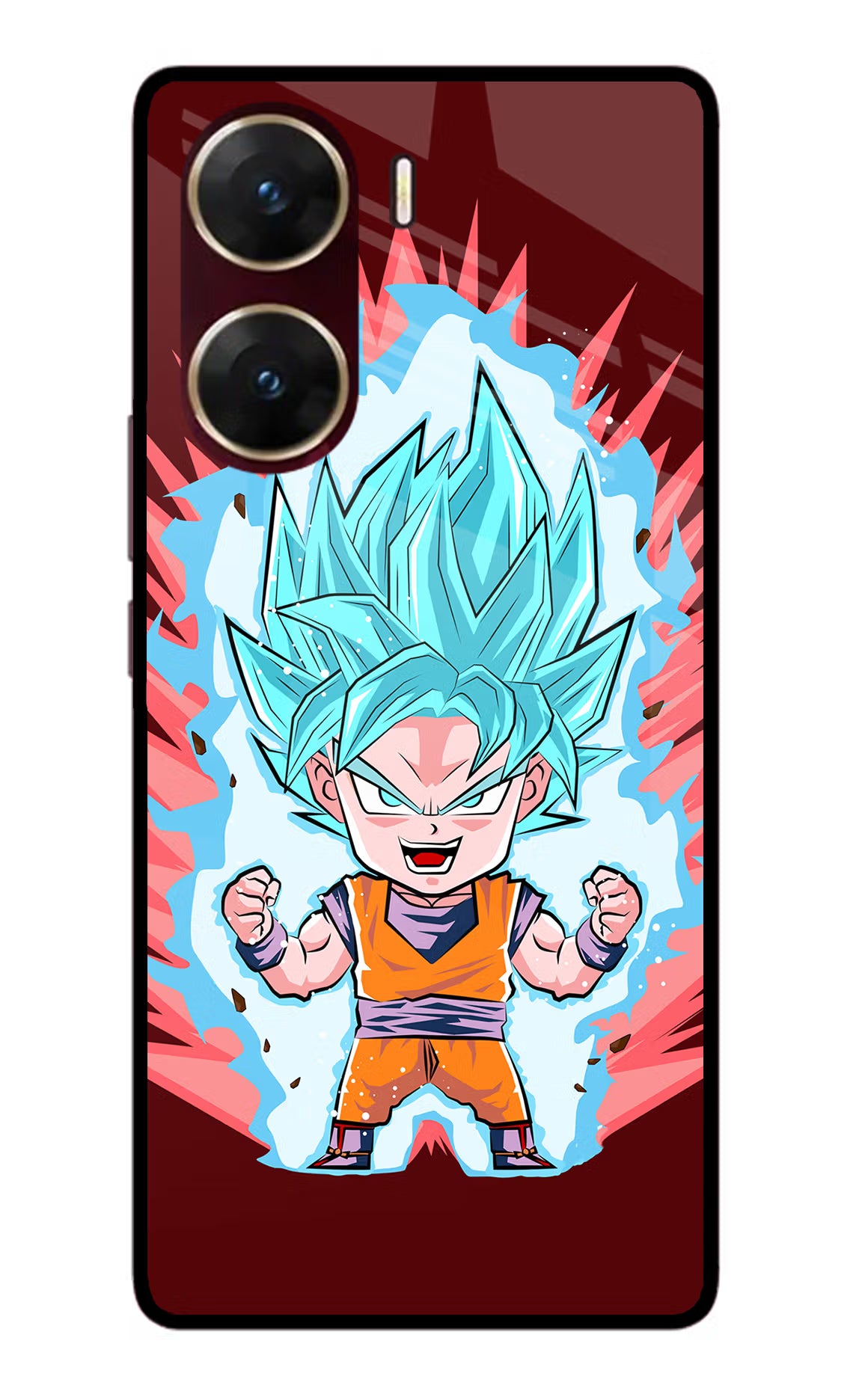 Goku Little Vivo V29E Glass Case Back Cover by Casekaro