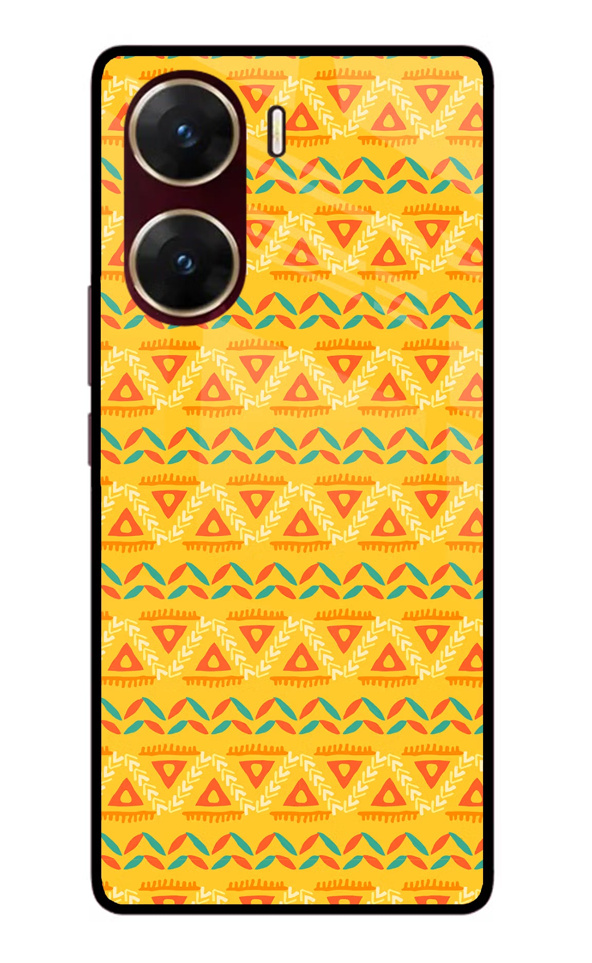 Tribal Pattern Vivo V29E Glass Case Back Cover by Casekaro