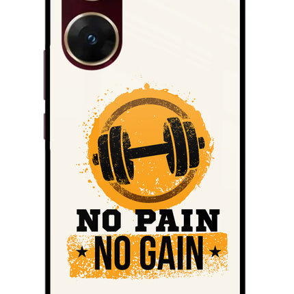 No Pain No Gain Vivo V29E Glass Case Back Cover by Casekaro