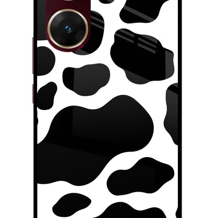 Cow Spots Vivo V29E Glass Case Back Cover by Casekaro