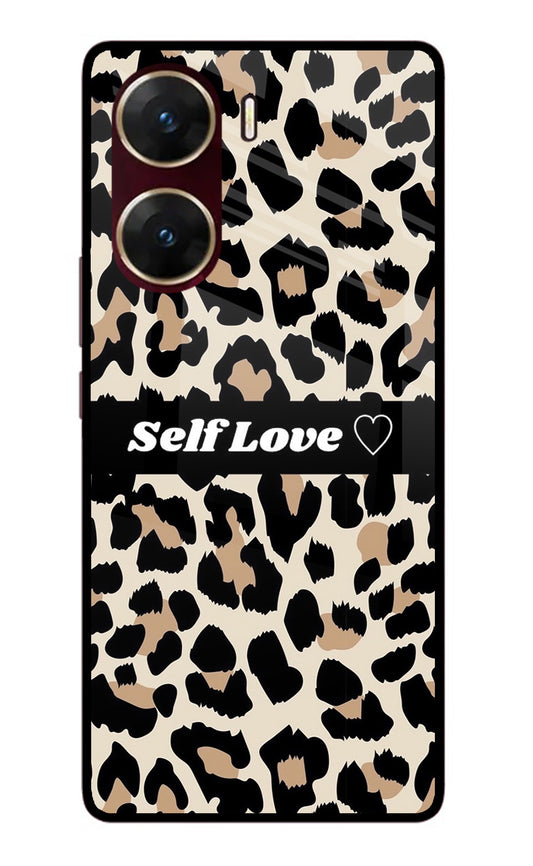 Leopard Print Self Love Vivo V29E Glass Case