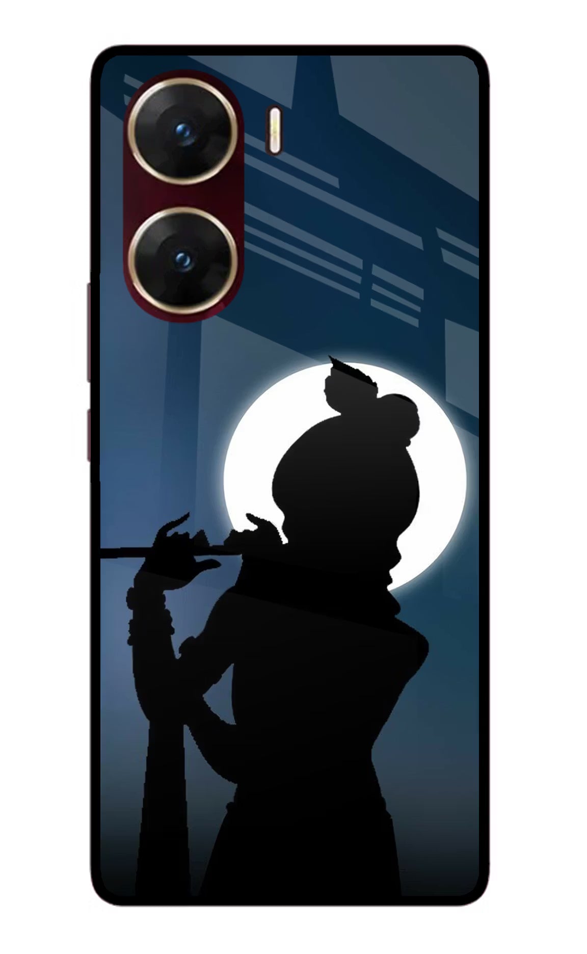 Shri Krishna Silhouette Vivo V29E Glass Case Back Cover by Casekaro