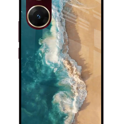 Ocean Beach Vivo V29E Glass Case Back Cover by Casekaro