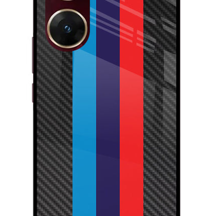 BMW Stripes Pattern Vivo V29E Glass Case Back Cover by Casekaro