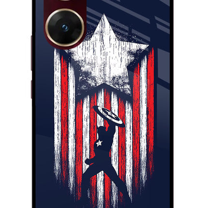 Captain America Marvel Art Vivo V29E Glass Case Back Cover by Casekaro
