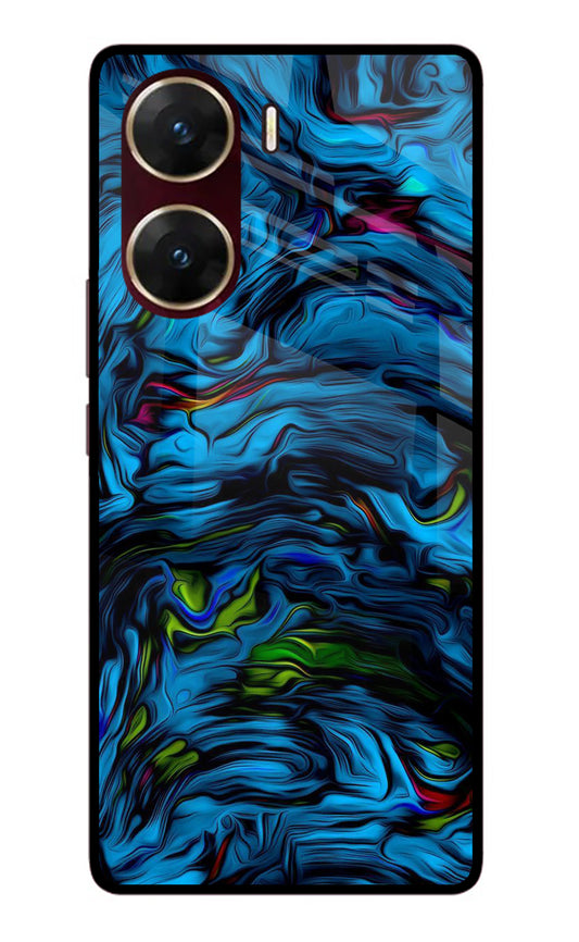 Dark Blue Abstract Vivo V29E Glass Case