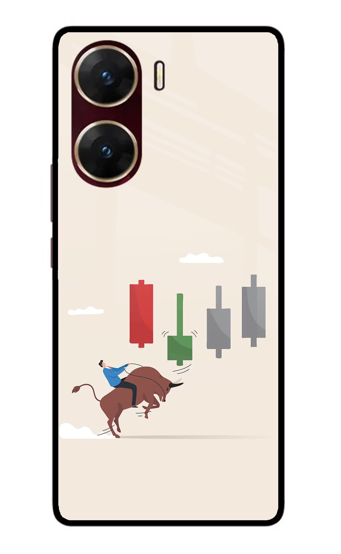 Bull Trading Momentum Vivo V29E Glass Case Back Cover by Casekaro