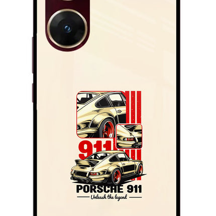 Classic Porsche 911 Vivo V29E Glass Case Back Cover by Casekaro
