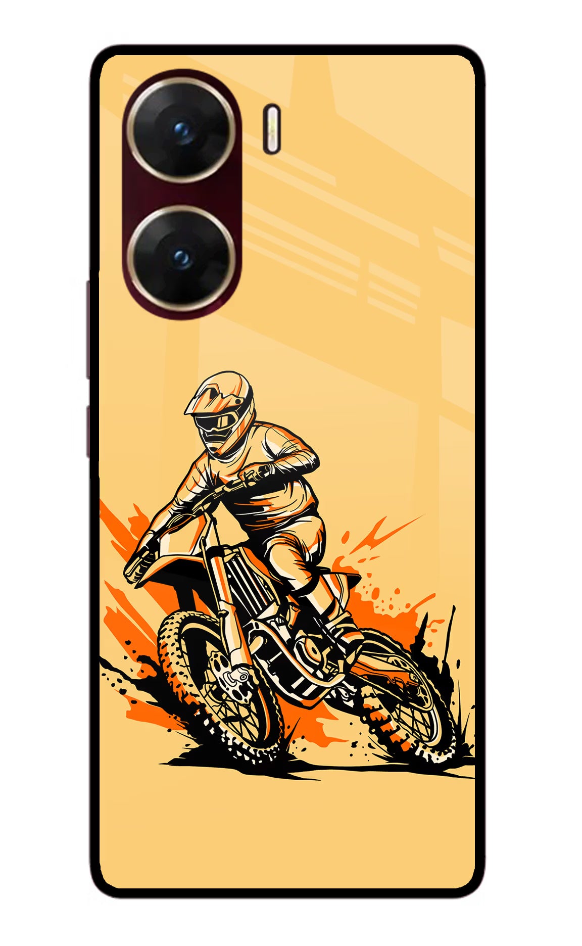 Off-Road Fury Vivo V29E Glass Case Back Cover by Casekaro