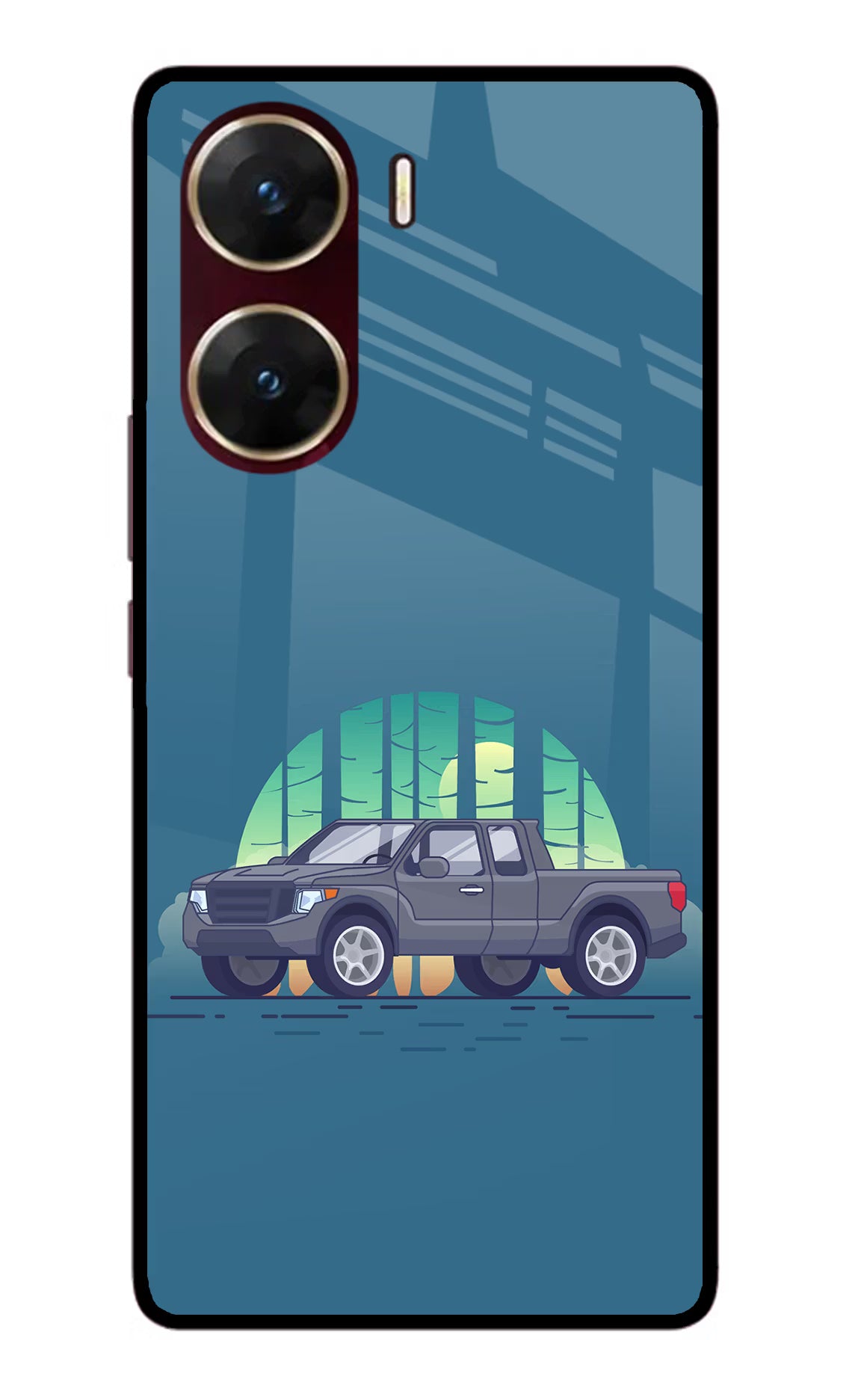 Retro Garage Vibe Vivo V29E Glass Case