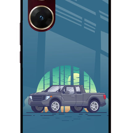 Retro Garage Vibe Vivo V29E Glass Case Back Cover by Casekaro