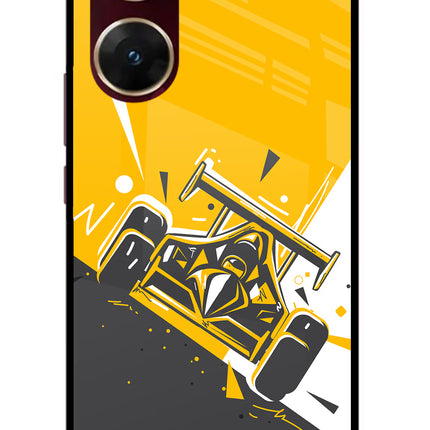 Track King Vivo V29E Glass Case Back Cover by Casekaro