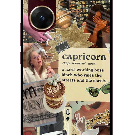 Capricorn Zodiac Vivo V29E Glass Case Back Cover by Casekaro