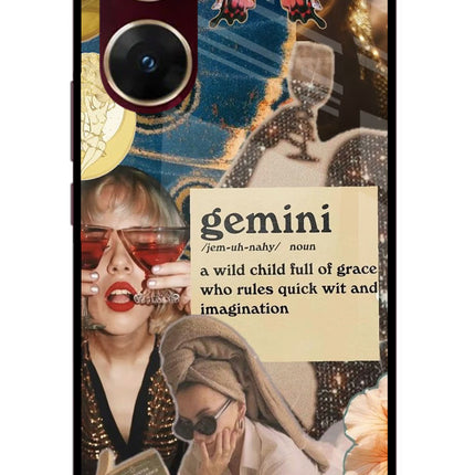 Gemini Zodiac Vivo V29E Glass Case Back Cover by Casekaro