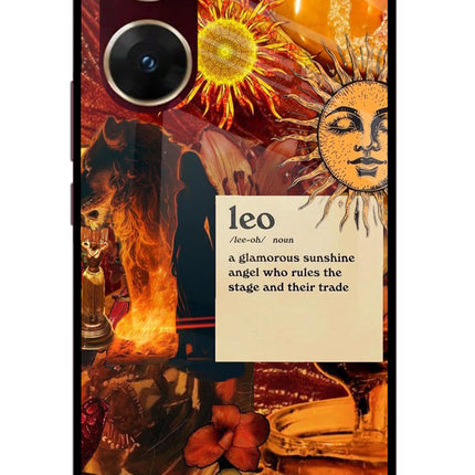 Leo Zodiac Vivo V29E Glass Case Back Cover by Casekaro