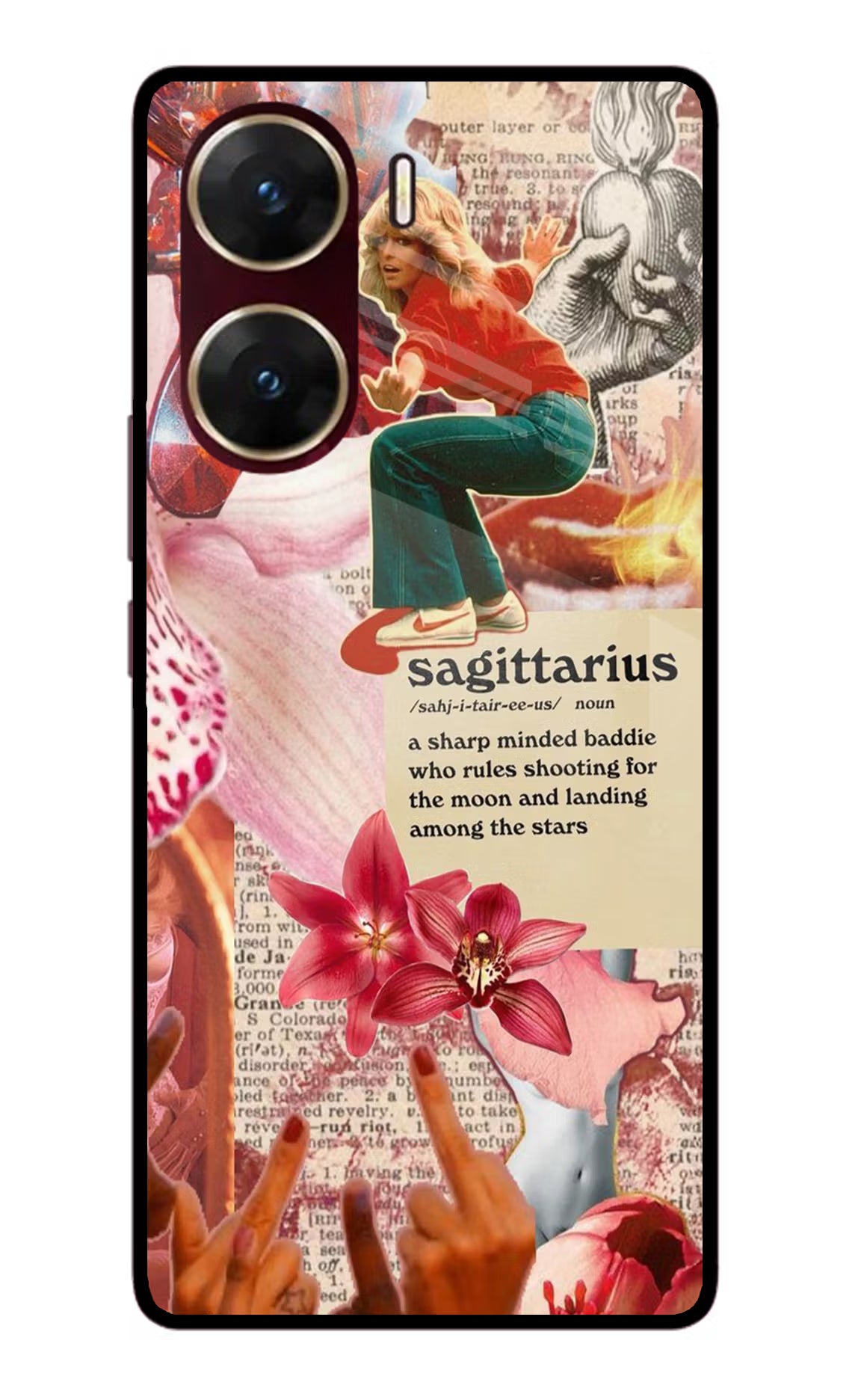 Sagittarius Zodiac Vivo V29E Glass Case Back Cover by Casekaro