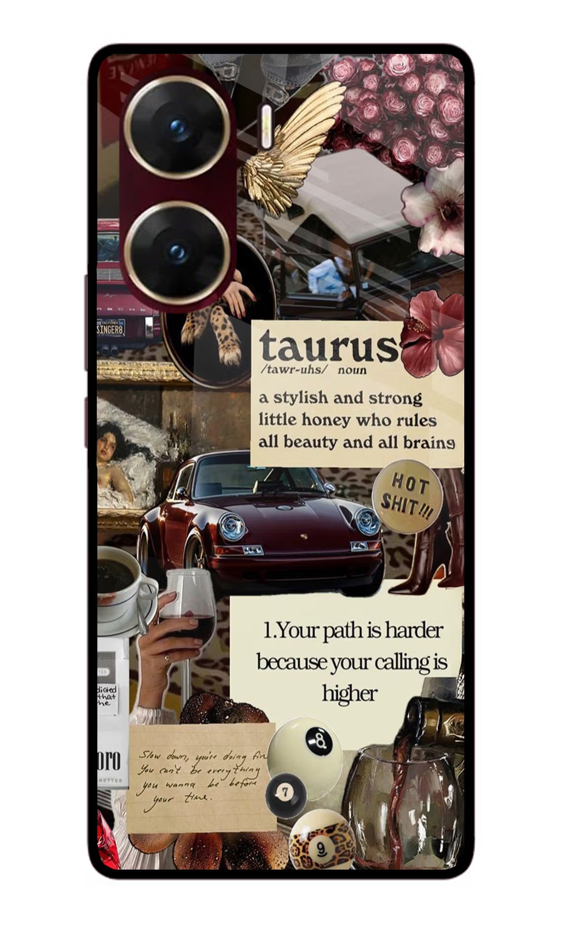 Taurus Zodiac Vivo V29E Glass Case Back Cover by Casekaro