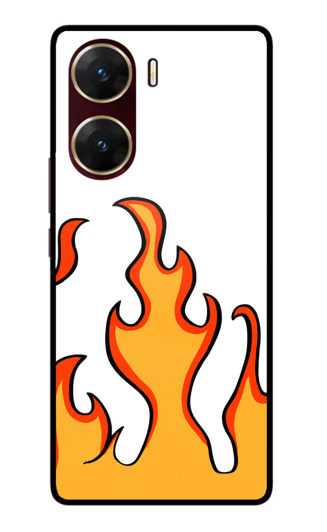 Fired Up – White Vivo V29E Glass Case