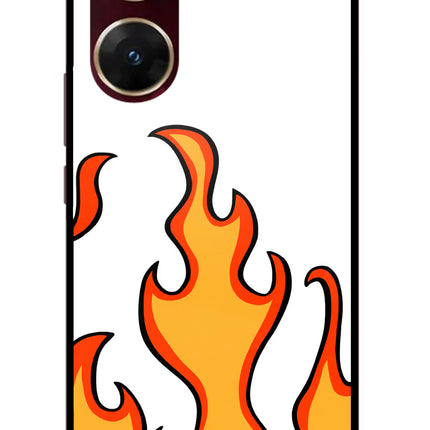 Fired Up – White Vivo V29E Glass Case Back Cover by Casekaro