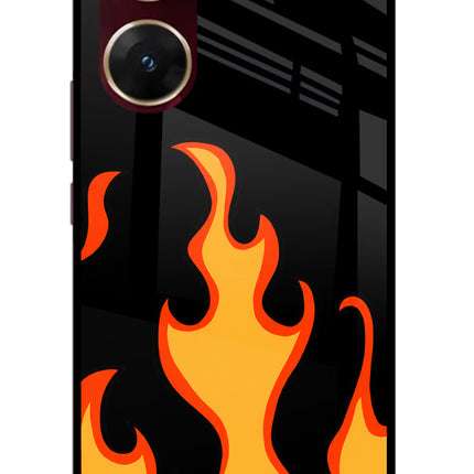 Fired Up – Black Vivo V29E Glass Case Back Cover by Casekaro