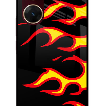 Side Sweep Flames Vivo V29E Glass Case Back Cover by Casekaro