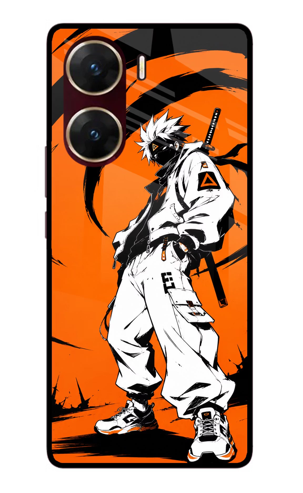 Street Samurai  Vivo V29E Glass Case Back Cover by Casekaro