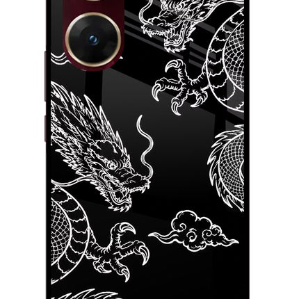 Twin Dragons Vivo V29E Glass Case Back Cover by Casekaro