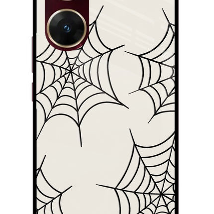 Spider Web Vivo V29E Glass Case Back Cover by Casekaro