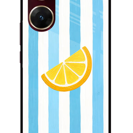 Summer Lemon Vivo V29E Glass Case Back Cover by Casekaro