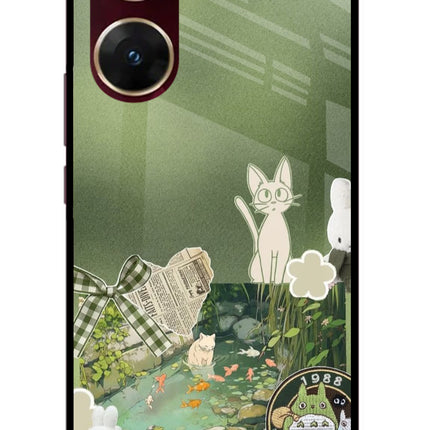 Aesthetic anime Vivo V29E Glass Case Back Cover by Casekaro