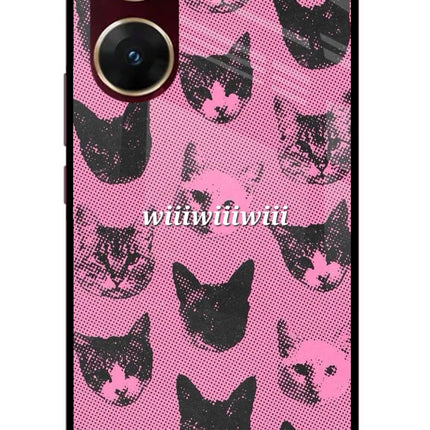 Pink Cats Vivo V29E Glass Case Back Cover by Casekaro