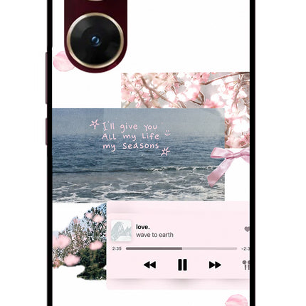 Wave to earth Vivo V29E Glass Case Back Cover by Casekaro