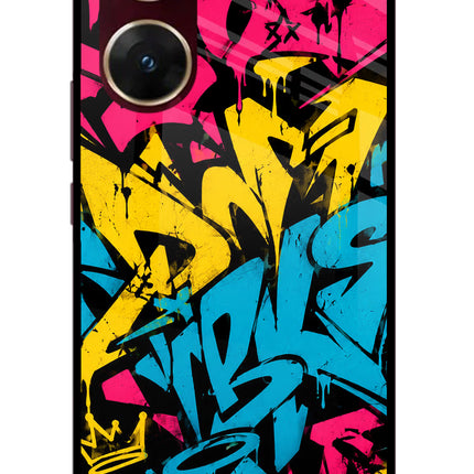 Graffiti Vibe Vivo V29E Glass Case Back Cover by Casekaro