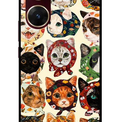 Cool Cat Vivo V29E Glass Case Back Cover by Casekaro