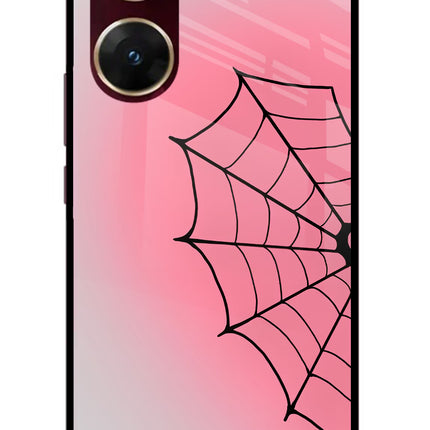 Pink Web Vivo V29E Glass Case Back Cover by Casekaro