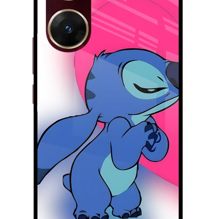 Stitch Hug Vivo V29E Glass Case Back Cover by Casekaro