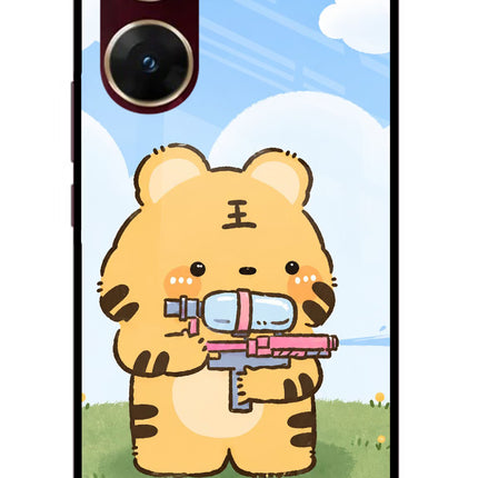 Tiger Treat Vivo V29E Glass Case Back Cover by Casekaro