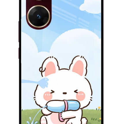 Bunny Treat Vivo V29E Glass Case Back Cover by Casekaro