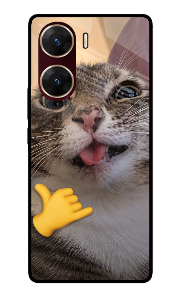 Silly Cat Call Vivo V29E Glass Case