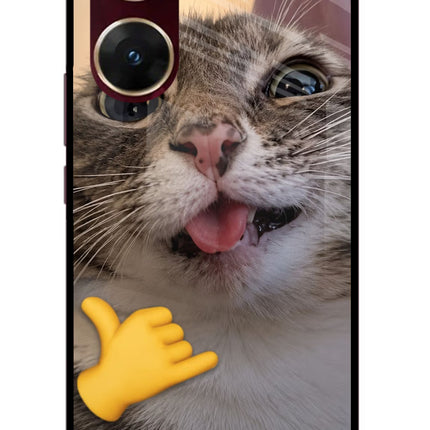 Silly Cat Call Vivo V29E Glass Case Back Cover by Casekaro